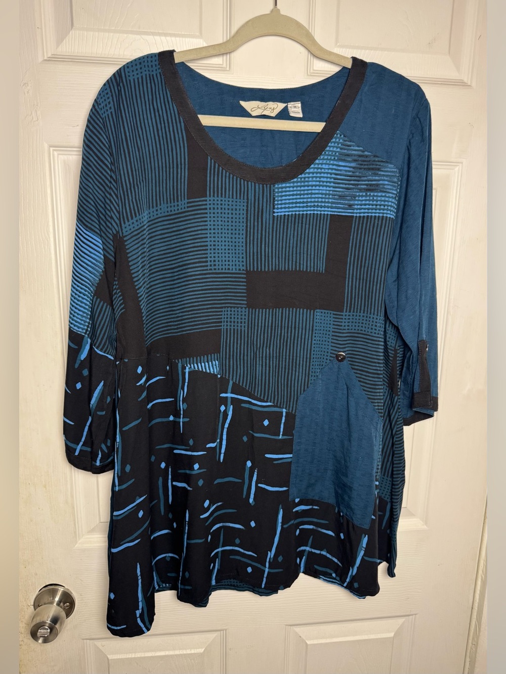 Lyng Designs "Kiana" Pocket Tunic Top Art to Wear Artsy Lagenlook Quirky Boho - Picture 12 of 12